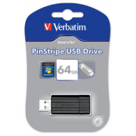 49065 Verbatim Pinstripe USB Drive 64GB (Black)