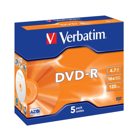 Verbatim 95070 DVD-R 4.7GB 5Pk Jewel Case 16x