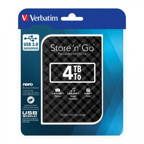 Verbatim 53223 Hard Drive 2.5" HDD USB 3.0 4TB Black