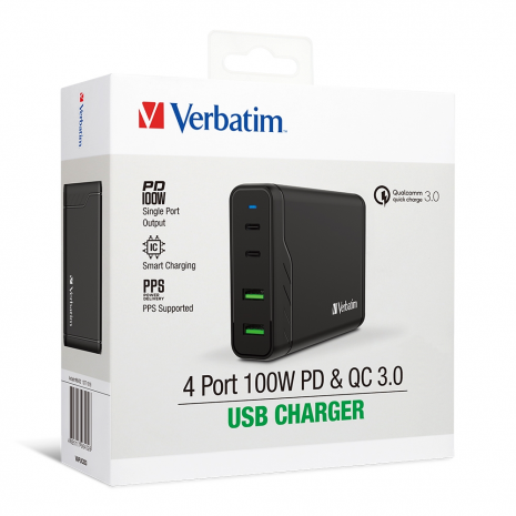 Verbatim 66402 4 Port 100W PD &  USB Charger